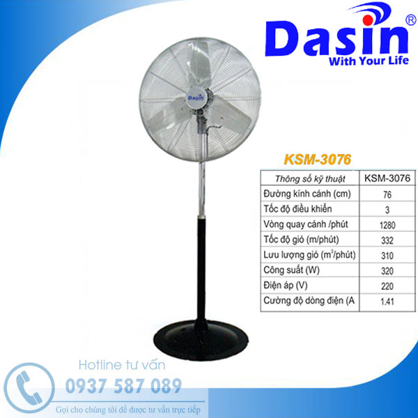 Quạt đứng Dasin KSM-3076 chính hãng chất lượng giá rẻ công suất lớn