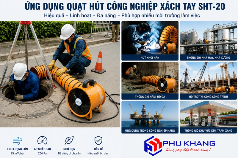 ứng dụng của Quạt hút công nghiệp xách tay SHT-20