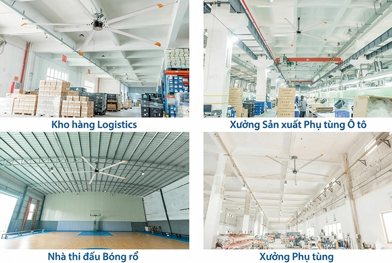 ứng dụng của Quạt Trần Công Nghiệp Sải Cánh 7.3M