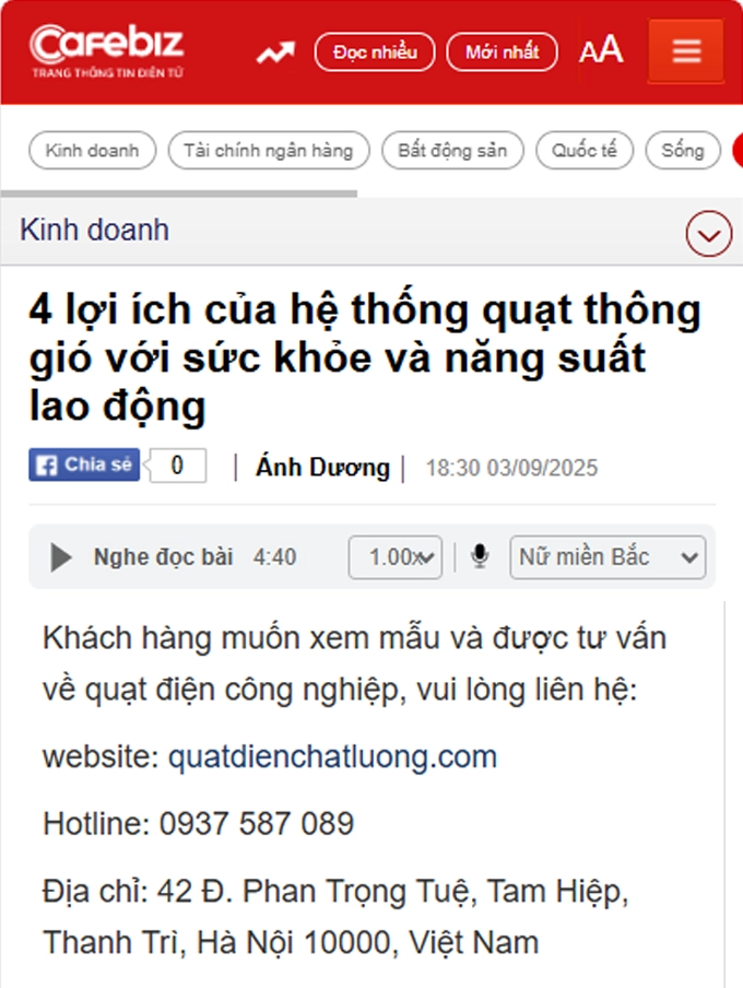 Cafe Biz nói về quạt Phú Khang