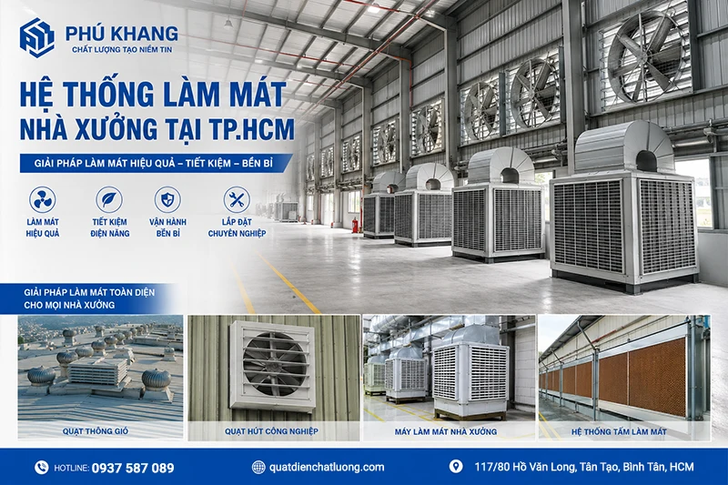 hệ thống làm mát nhà xưởng tại tphcm