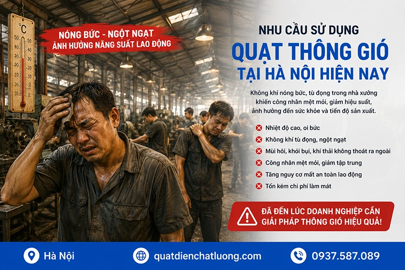 Nhu cầu sử dụng quạt thông gió tại Hà Nội hiện nay Nhu cầu sử dụng quạt thông gió tại Hà Nội hiện nay